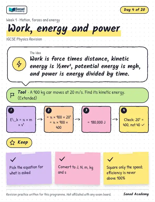 IGCSE Physics Revision · Work, energy and power