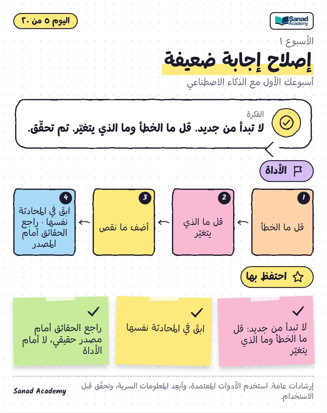 أسبوعك الأول مع الذكاء الاصطناعي · إصلاح إجابة ضعيفة