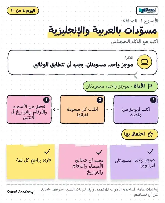 اكتب بالذكاء الاصطناعي · مسوّدات بالعربية والإنجليزية