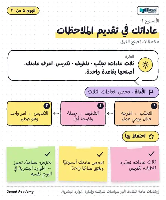 ملاحظات تصل وتؤثر · عاداتك في تقديم الملاحظات